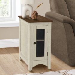 Accent End Table Transitional - White