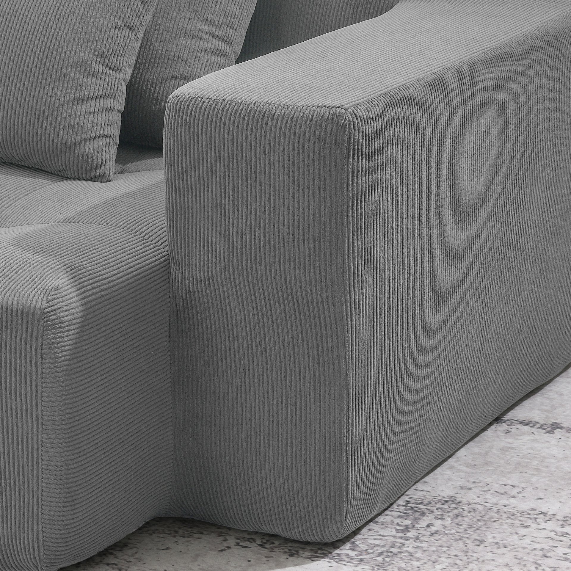 3 Piece Free Combination L Shaped Modular Sectional, Minimalist Floor Couch Set, Convertible Foam Filled Cloud Compressed Couch For Living Room - Gray - Image 24
