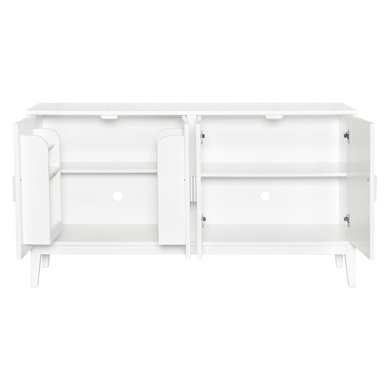 4 Door Sideboard Storage Cabinet With Door Shelf For Living Room And Dining Room, 2 Large Cabinets With Adjustable Shelf - White - Image 21