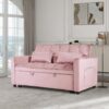 Convertible Sofa Bed 3 In 1 Pull Out Couch With Reclining Backrest And Pillows - Pink - Image 2