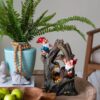Decorative Woodland Gnome Water Fountain With LED Light - Brown - Image 7