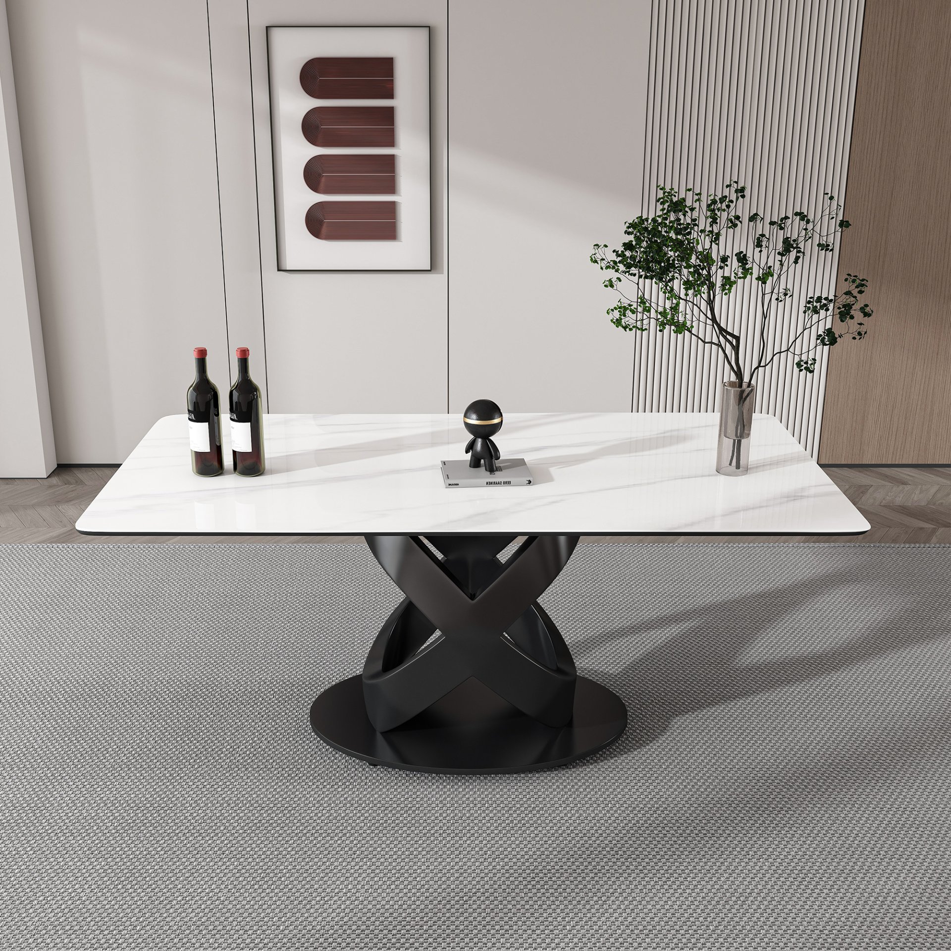 Rectangular Dining Table - Black / White - Image 6