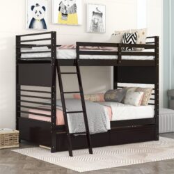 Twin Over Twin Bunk Bed With 2 Drawers - Espresso