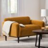 Sway - Upholstered Loveseat With Wood Legs And Round Arms - Yellow - Image 2