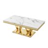 Modern Rectangular Coffee Table With Marble Pattern Top, Stainless Steel Base - Gold - Image 5