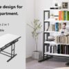Solid Mahogany Wood Multifunction Convertible Dining Table, Free Switch Space Saving Table Shelf For Home And Studio - White - Image 14