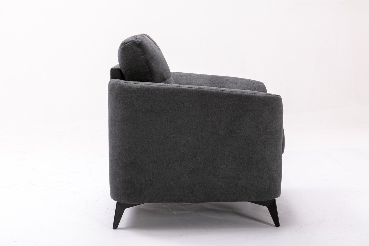 Callie - Woven Fabric Sofa Loveseat Chair Living Room (Set of 3) - Gray - Image 12