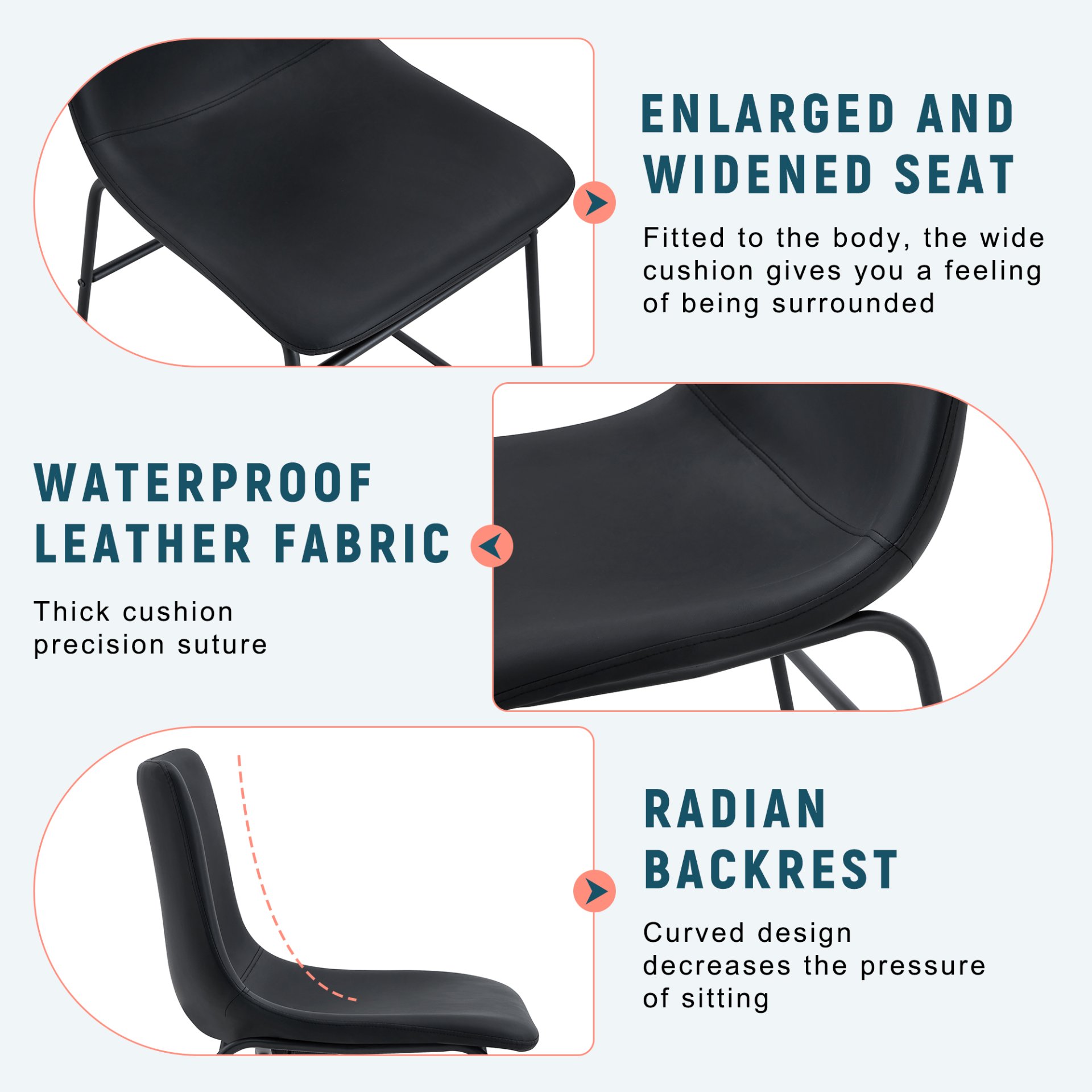 (Set of 4) Classic Chairs, A Stylish Seat Suitable For Modern Minimalist And Industrial Style Environments - Black - Image 8