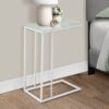 Accent Table, C - Shaped, Tempered Glass, Contemporary & Modern - White - Image 6