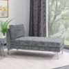 Upholstered Chaise Lounge With Iron Bracket Legs - Gray - Image 4