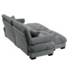 Modern Over Size Velvet 2 Seater Sofa With Ottoman And Round Bolster Armrests - Gray - Image 13