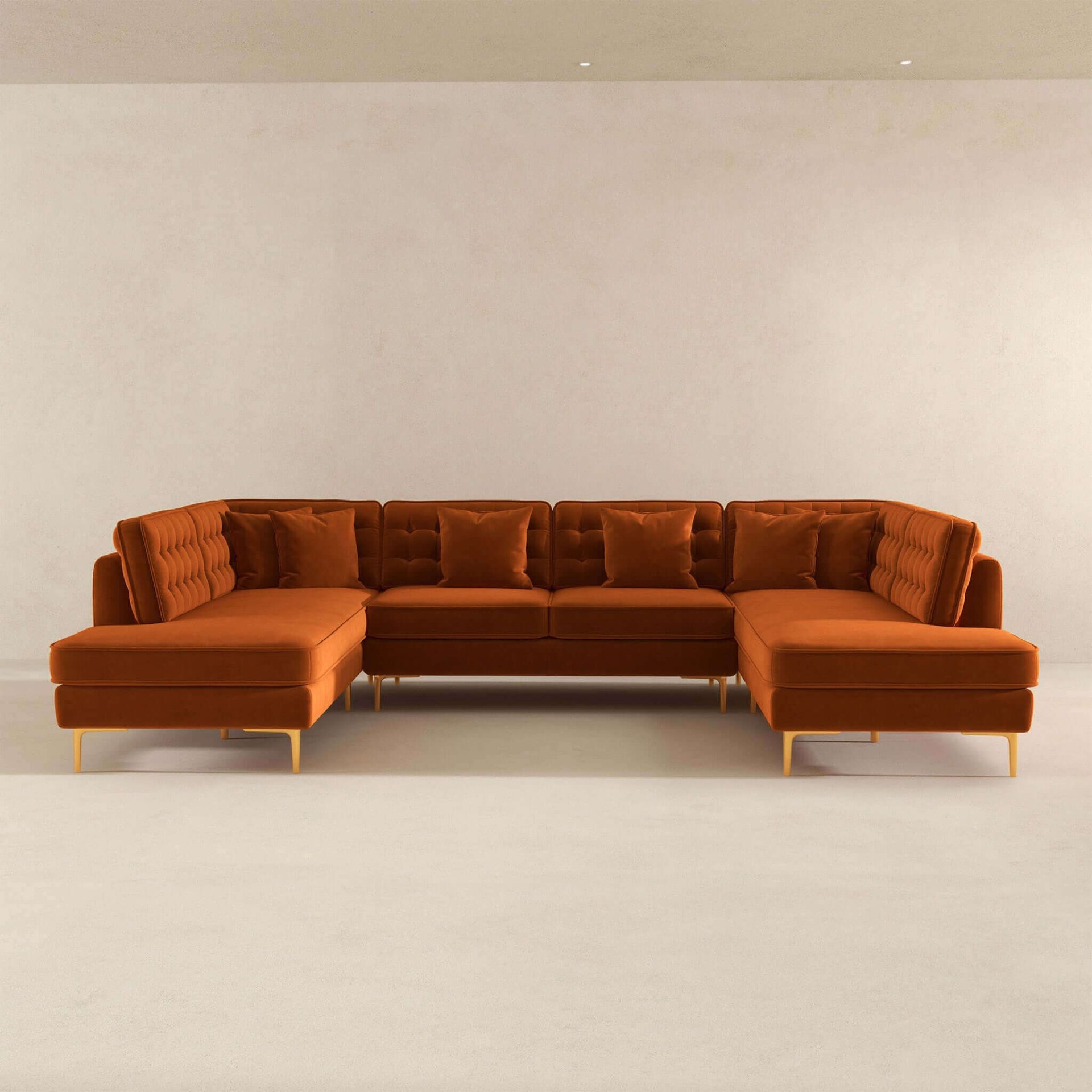 Brooke - U Shape Corner Sofa - Orange - Image 4