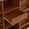 Home Bar Cabinet, Industrial Rattan Door Fold Out Bar Cabinet With Storage Bar Table - Walnut - Image 22