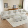 Modern Sofa Modular Sofa Couch Upholstered Corduroy L - Shape Sectional Sofa & Side Storage Pockets For Living Room - Beige - Image 10