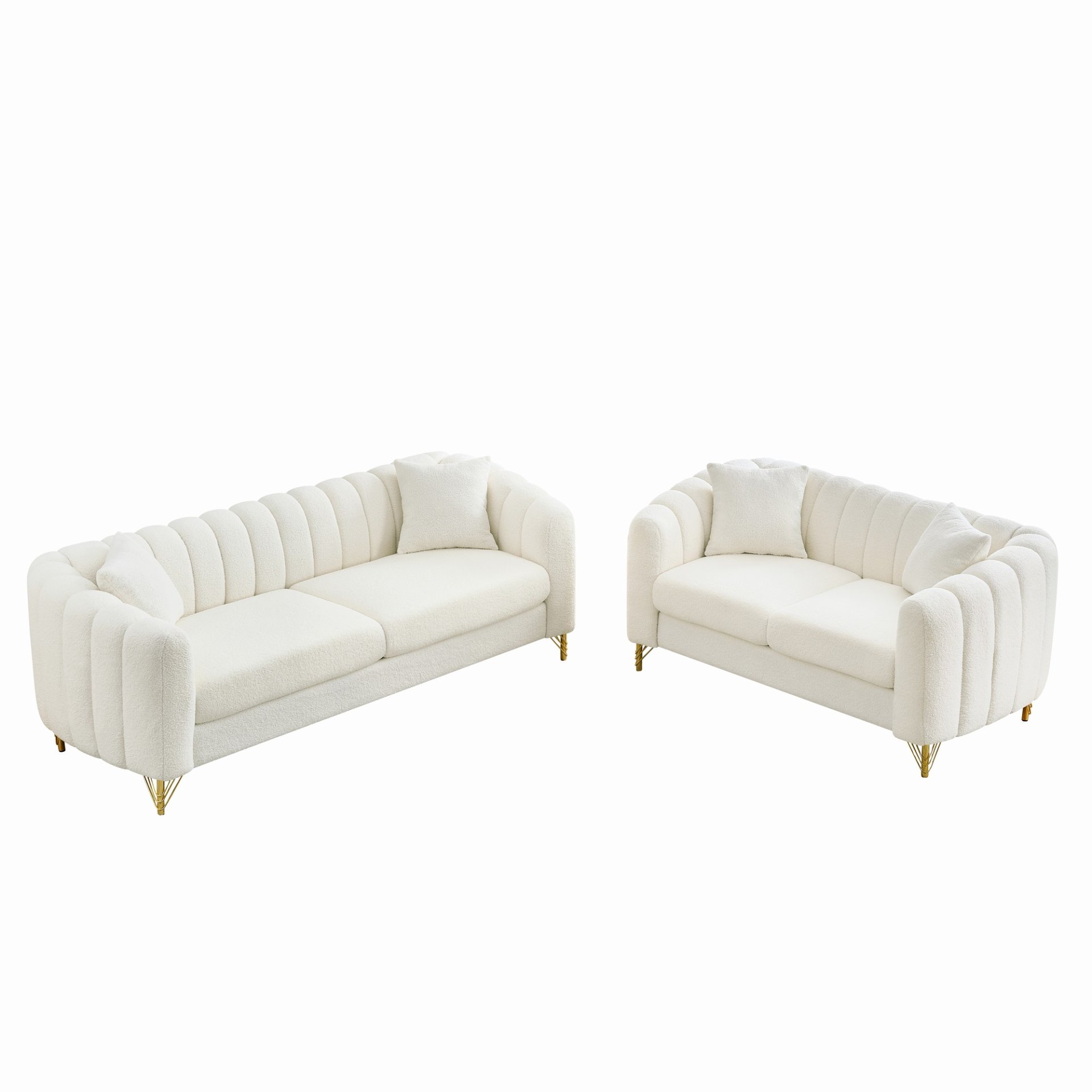 Oversized Sofa, 3 And 2 Seater - Beige - Image 6