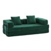 Floor Couch, Compression Sofa, Convertible Floor Sofa Bed With Pillow Back Support Armrest - Dark Green - Image 18