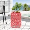 Outdoor Metal End Table Large - Coral - Image 2