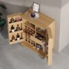 Modern Home Bar Cabinet Carved Wine Cabinet With Storage - Natural - Image 14