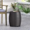 Outdoor End Table With Outstanding Studded Design - Matte Black - Image 2