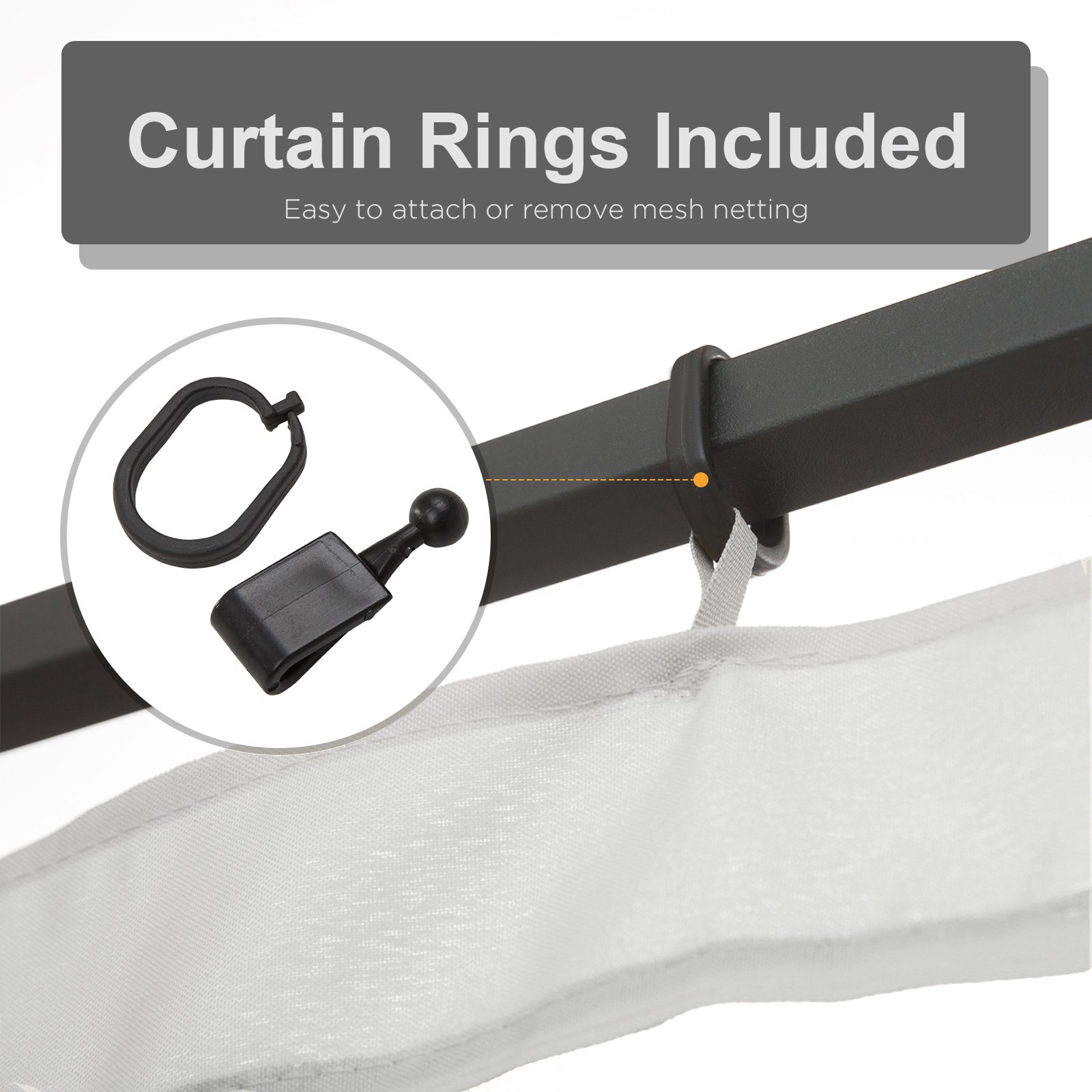 Outsunny - 10' x 13' Replacement Mesh Sidewall Netting For Patio Gazebos And Canopy Tents With Zippers (Sidewall Only) - White - Image 6