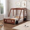 Fun Play Design Twin Size Car Bed, Kids Platform Bed In Car Shaped For Kids Boys Girls Teens - White / Orange - Image 2
