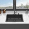 28 X 22" Drop In Kitchen Sink With 16 Gauge Stainless Steel And Deep Single Bowl - Gunmetal Black - Image 2