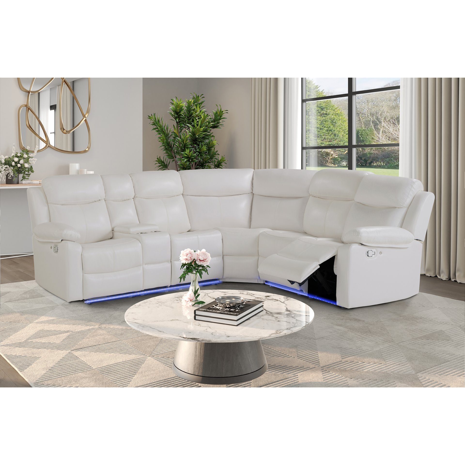 Left Arm Facing Sectional Sofa With Recline And Storage - White - Image 3