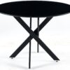 Mid-Century Dining Table For 4 - 6 People With Round MDF Table Top, Pedestal Dining Table, End Table Leisure Coffee Table, Cross Leg - Black - Image 3