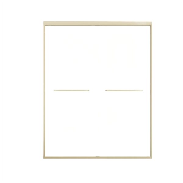 Double Sliding Shower Door, Semi Frameless Bypass Bathroom Sliding Door With 1 / 4" (6Mm) Tempered Glass For Walk In Shower - Brushed Gold