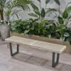 Intrinsic - Outdoor Dining Bench With Iron Legs And Slat Top - Black / Gray - Image 4