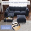 U - Shaped Sectional Sofa Modular Sofa Couch With A Movable Ottoman, A Coffee Table With Hidden Charging Devices For Living Room - Blue - Image 6
