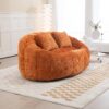 Durable Comfort High Back Bean Bag Sofa Lounger For Adults And Kids, Indoor & Outdoor - Orange - Image 4