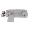 Pull Out Sleeper Sofa Reversible L-Shape 3 Seat Sectional Couch With Storage Chaise And 2 Stools For Living Room Furniture Set - Gray - Image 9