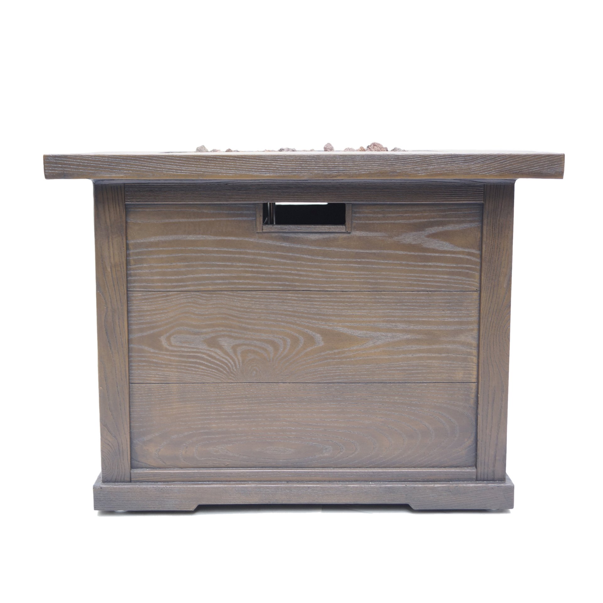 Outdoor Patio Square Gas Burning Fire Pit, Tank Inside, 40000 Btu - Brown Wood Pattern - Image 9