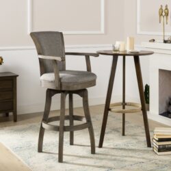 Williams - Swivel Bar Stool With Armrests - Heathered Gray