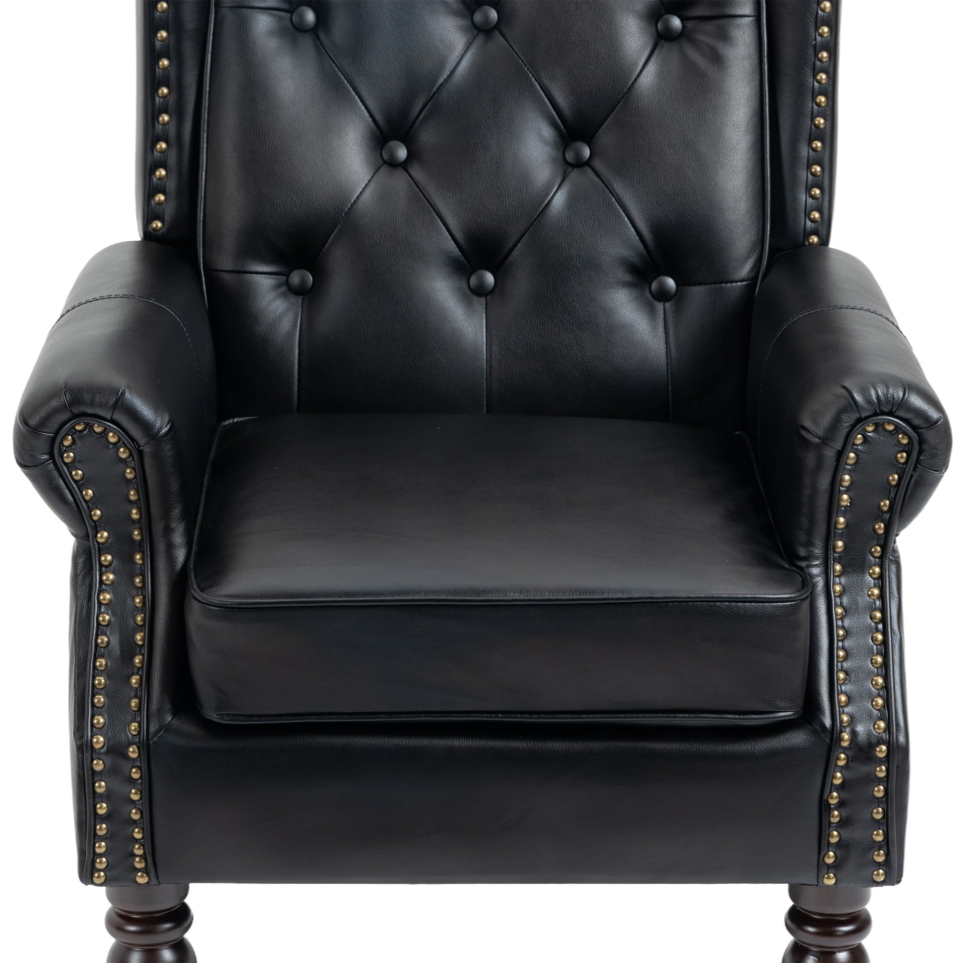 Modern Accent Armchair With Sturdy Wood Legs Leather For Living Room Or Bedroom - Black - Image 17