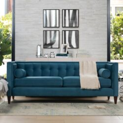 Jack - Modern Tuxedo Tufted Sofa - Teal Blue
