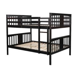 Full Over Full Bunk Bed With Ladder For Bedroom, Guest Room Furniture - Espresso