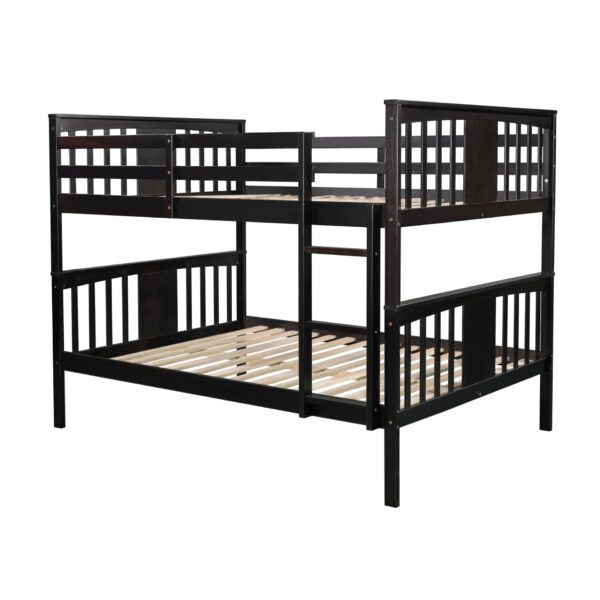 Full Over Full Bunk Bed With Ladder For Bedroom, Guest Room Furniture - Espresso