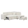 Sectional Sofa L-Shaped Sofa Couch Pull-Out Sofa Bed With A Movable Ottoman, Two USB Ports And Two Cup Holders For Living Room - Beige - Image 18