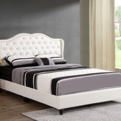 Full Transitional Upholstered Bed - White