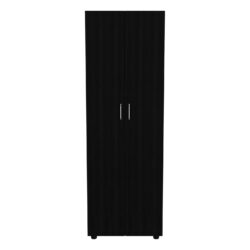 Armoire Organiser, Two Shelves, Rod, Double Door Cabinet Armoire - Black