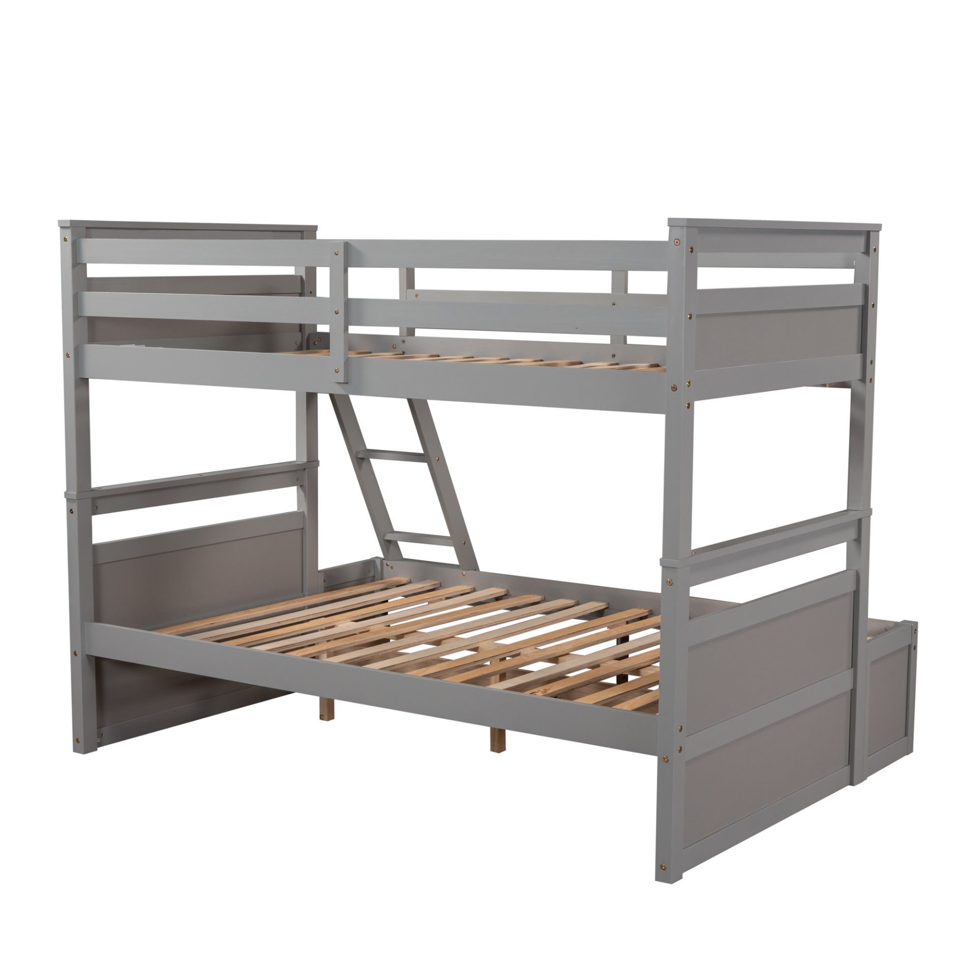 Twin Over Full Bunk Bed With Storage - Gray - Image 8