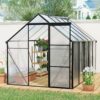 6X10 Ft Polycarbonate Greenhouse Raised Base And Anchor Aluminum Heavy Duty Walk-In Greenhouses For Outdoor Backyard In All Season - Black - Image 2