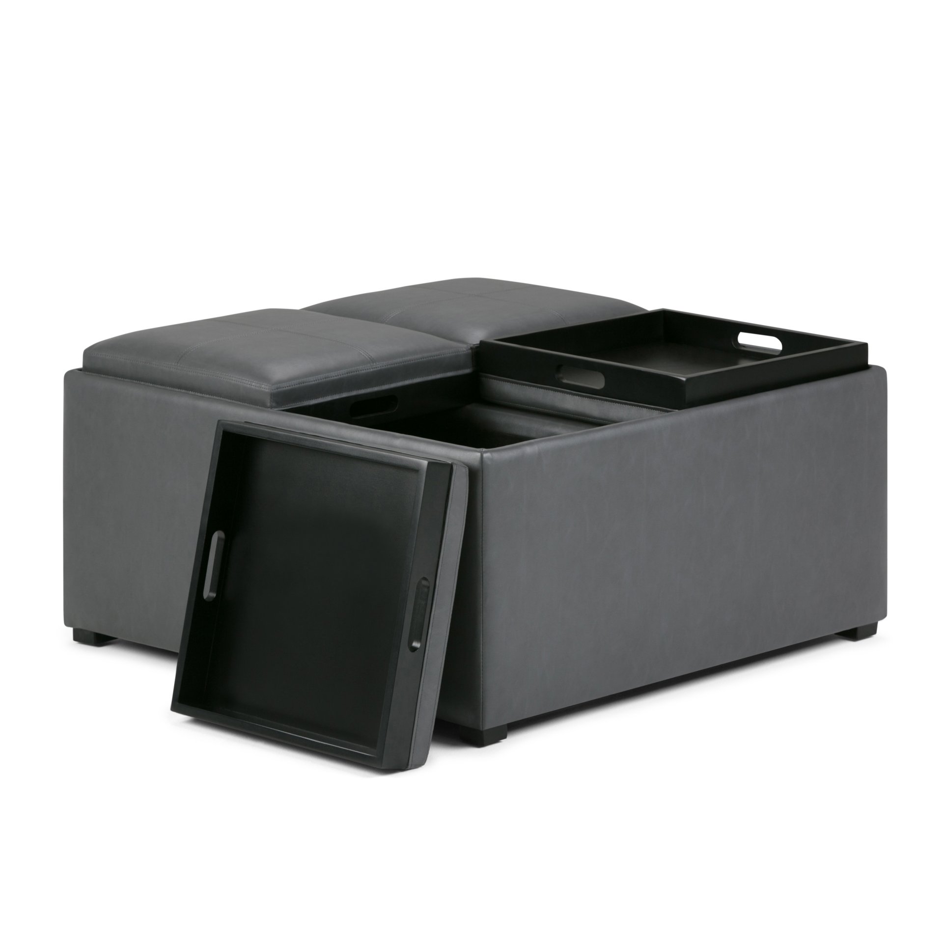 Avalon - Square Coffee Table Storage Ottoman - Stone Gray - Image 7