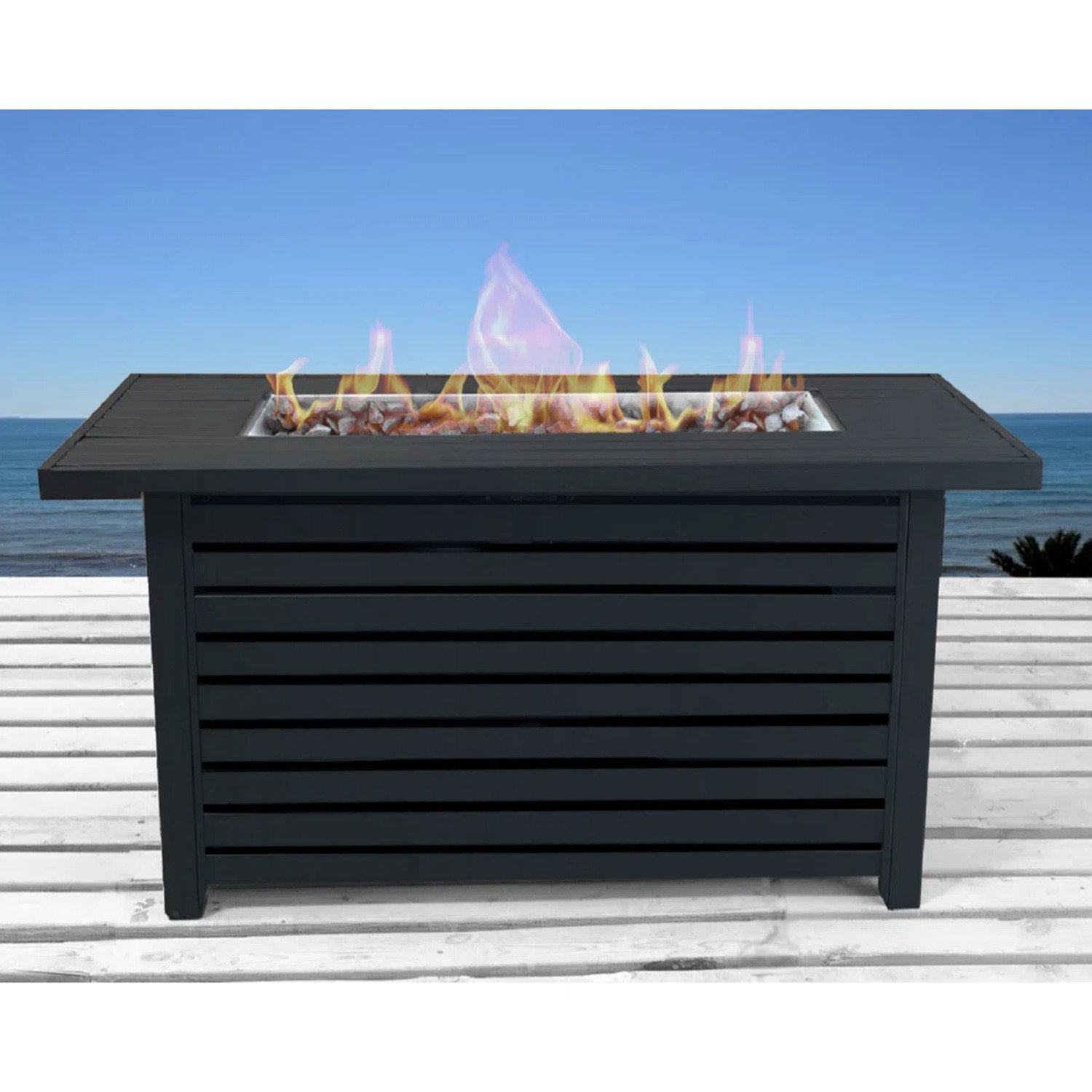 Propane / Gas Outdoor Fire Pit Table With Lid - Black - Image 2