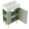 Bathroom Vanity, Combo Cabinet, Bathroom Storage Cabinet, Single Ceramic Sink, Left Side Storage - Green - Image 13