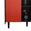 Modern Sideboard Buffet Cabinet With Doors And Unique Panel Styling - Black / Red - Image 21