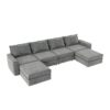 Chenille Modular Sectional Sofa, U Shaped Reversible Couch, Free Combination, 6 Seat Sleeper Sofa Bed With Ottoman, Convertible Oversized Indoor Furniture - Gray - Image 5