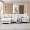 Modern Cloud Sectional Sofa L Shaped Luxury Couch Set With 2 Free Pillows 4 Seat With Oversized Chaise - Minsk Gray - Image 17